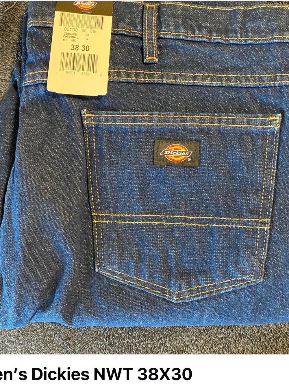 Dickies Men's Dark Blue Relaxed Fit Work Jeans